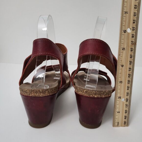 TAOS Carousel 2 Red Leather Wedge Sandals Shoes Womens EU 41 US 10 10.5 Comfort - Picture 4 of 9